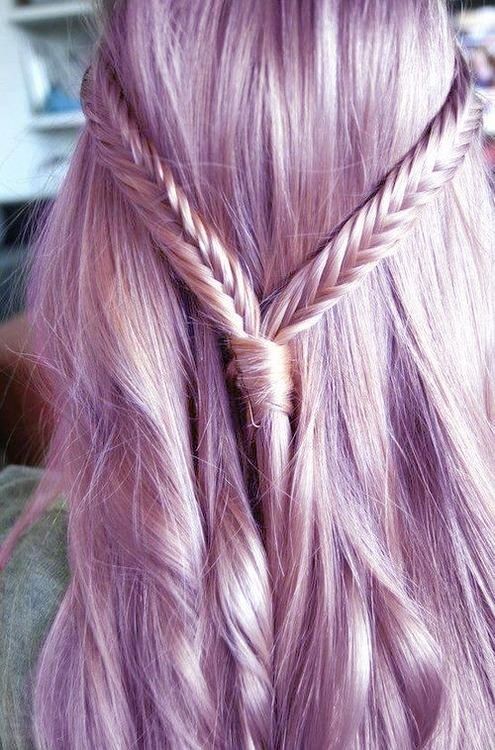 purple hair with braid