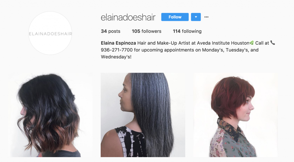 hair student portfolio on instagram