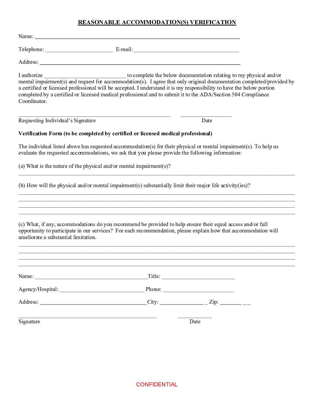 Accommodation Verification Form
