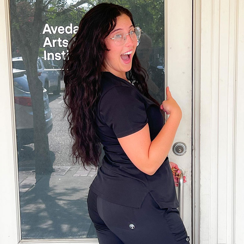 Avery, a student in the Aveda Arts & Sciences Institute Hammond Esthiology program.